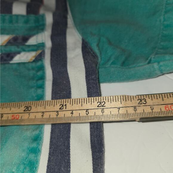 Vintage 80s 90s Teez Me Hooded Shirt L Button Front Striped Retro Surf Skater - Picture 8 of 10